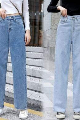 Широкие джинсы с высокой талией женские