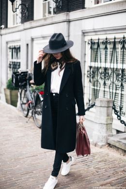 Черное пальто женское