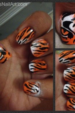 Тигриный дизайн ногтей