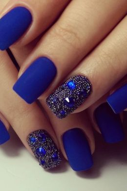 Синие матовые ногти дизайн