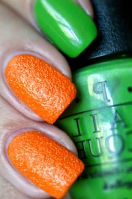 Оранжево зеленые ногти