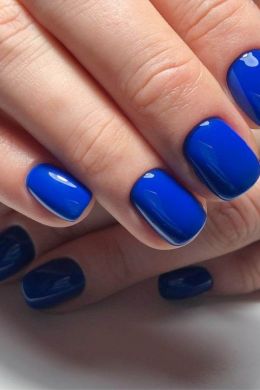 Синие однотонные ногти