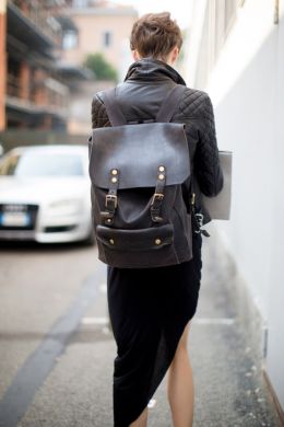 Черный рюкзак женский кожаный