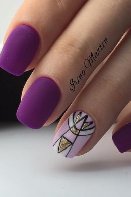 Фиолетовые квадратные ногти