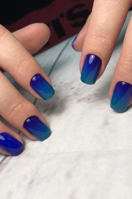 Омбре с синим цветом ногти