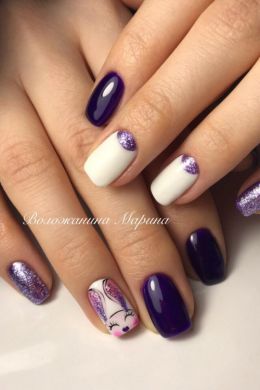 Темно фиолетовый маникюр на короткие ногти