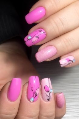 Розовые ногти дизайн яркие