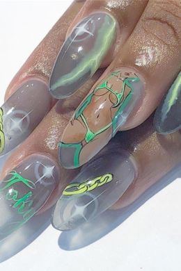 Стеклянные ногти дизайн