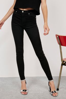 Черные джинсы скинни с высокой талией