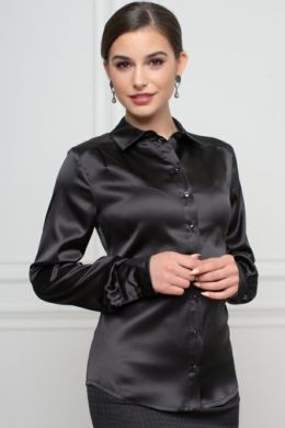 Черная шелковая блузка