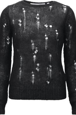 Черный рваный свитер