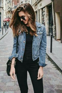 Черная джинсовая куртка женская