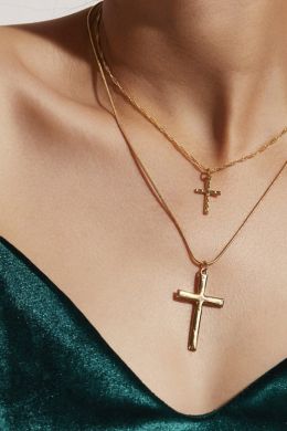 Золотая цепочка с крестиком женская