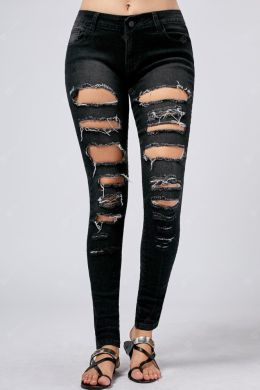Черные джинсы с дырками