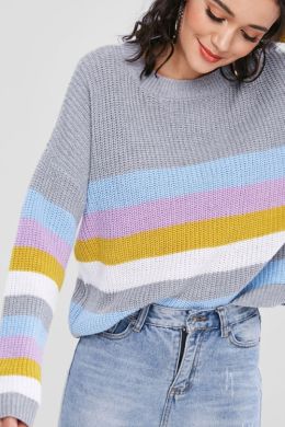 Цветной свитер спицами