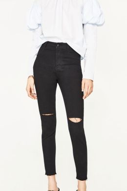 Черные джинсы женские с дырками