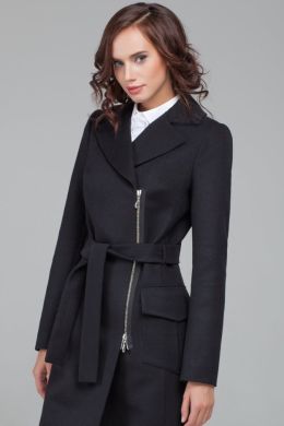Черное драповое пальто женское
