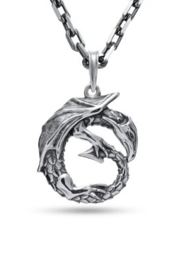 Кулон дракон серебро