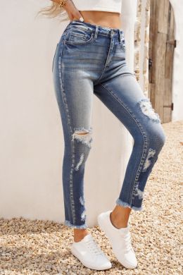 Широкие джинсы с дырками