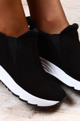 Черные ботинки с белой подошвой женские