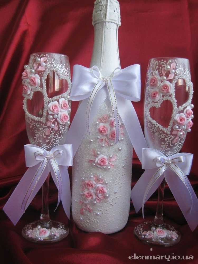 Свадебные фужеры и шампанское своими руками