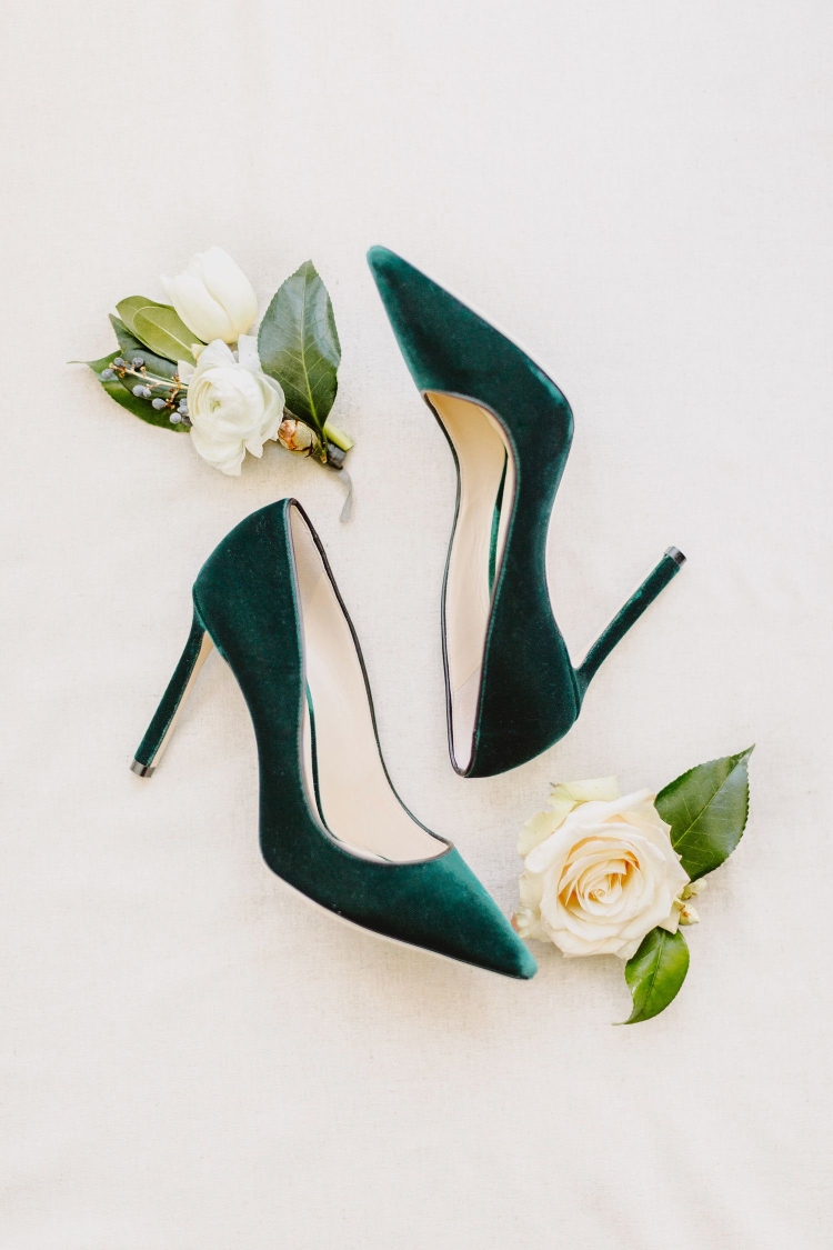Свадебные туфли зеленые