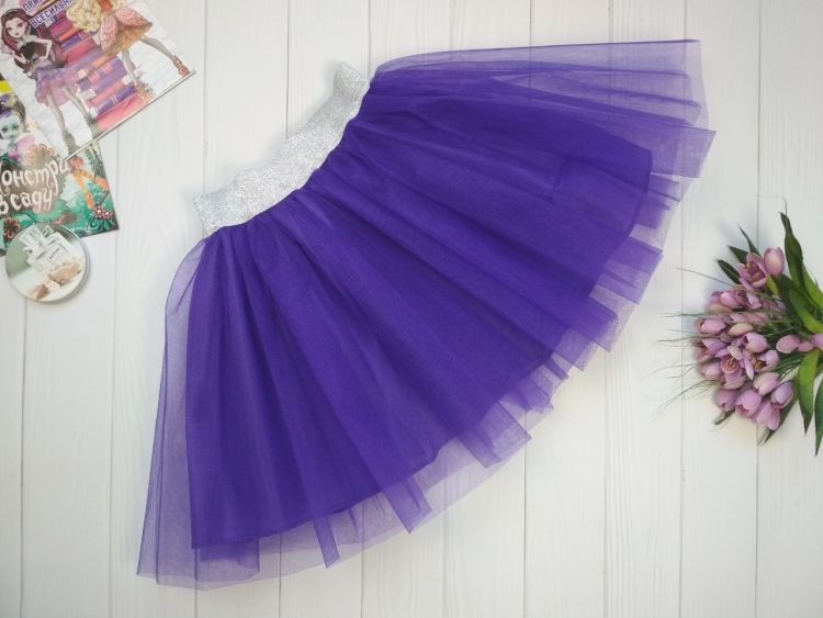 Гофрированная юбка фиолетовая детская