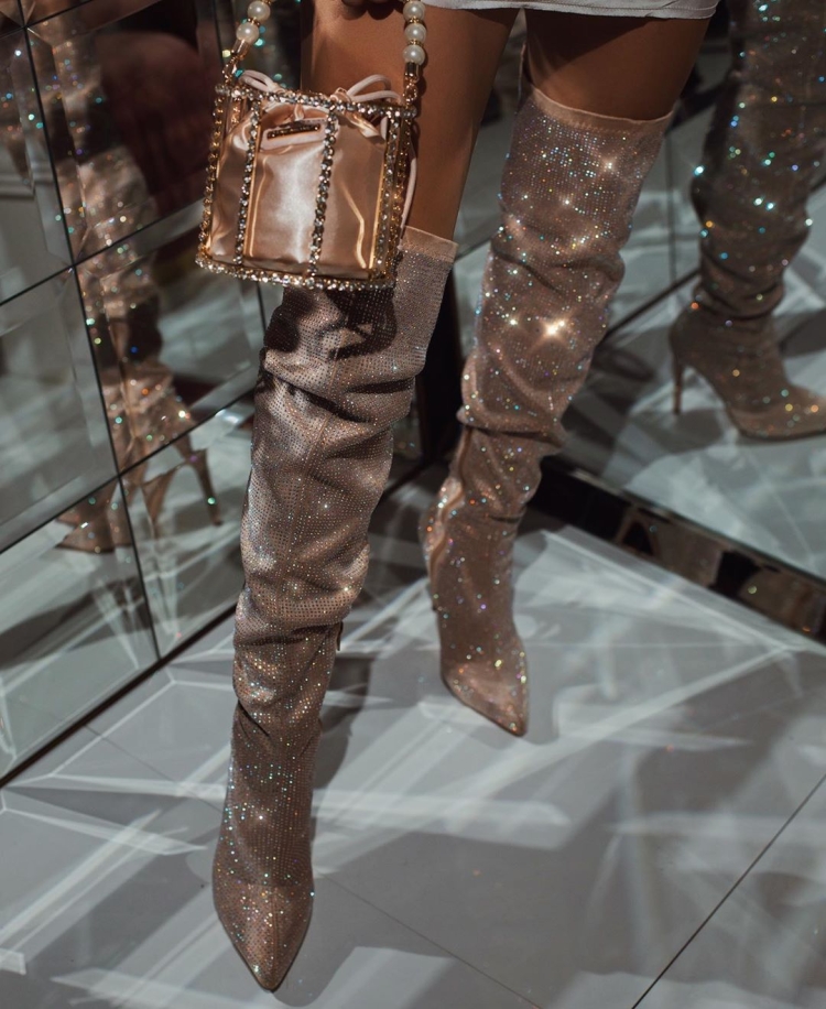 Chanel Patent Leather Knee High Boots