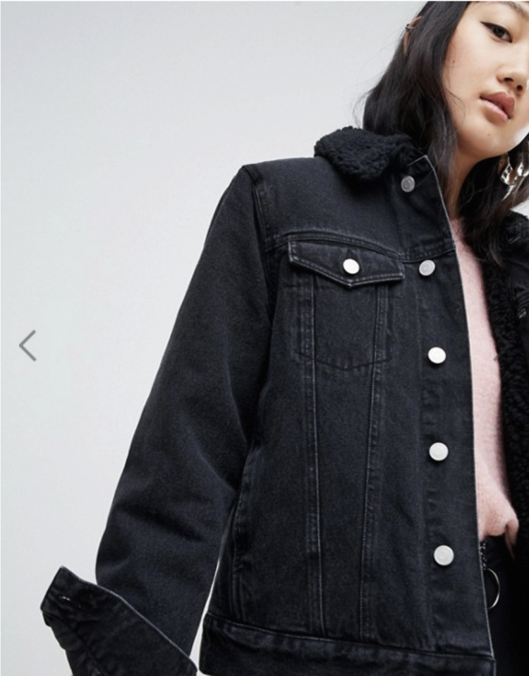 Черная джинсовая куртка с мехом женская