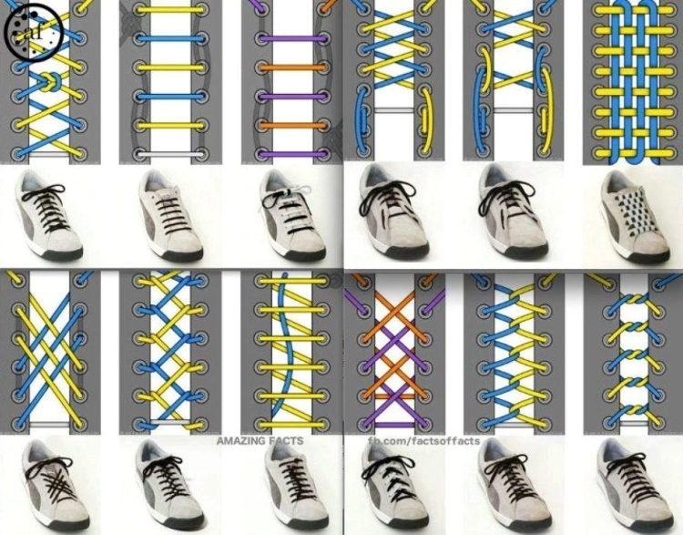 Завязывание шнурков на ботинках с тремя отверстиями
