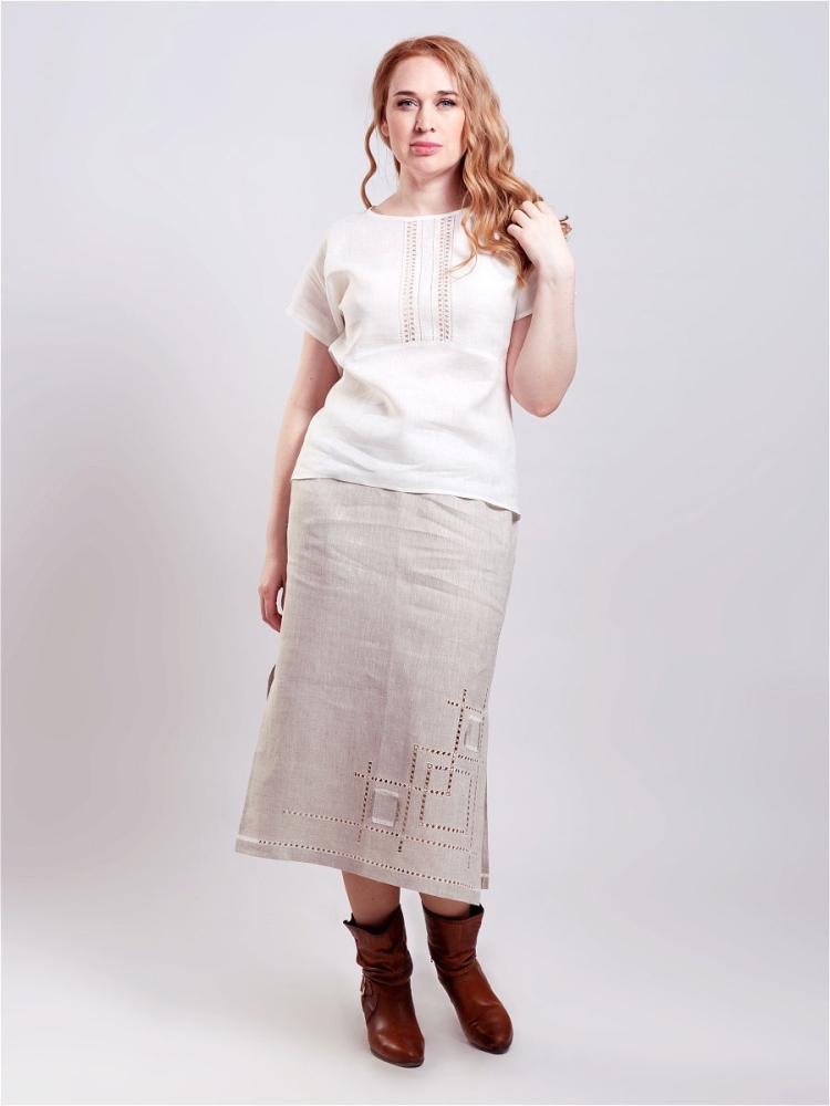 Льняное платье бохо с подъюбником дизайнер Анна Камелина