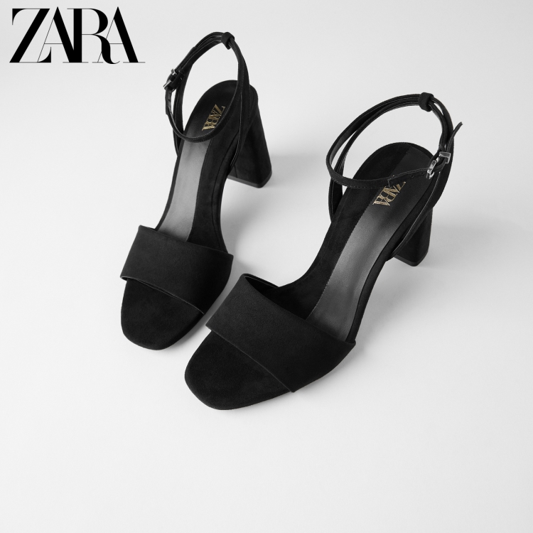 Босоножки Zara черные на каблуке