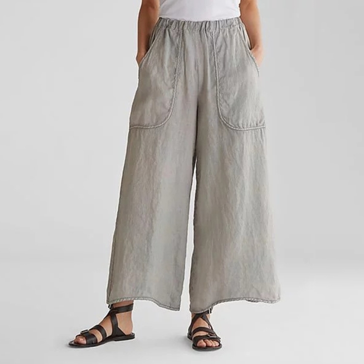 Широкие льняные брюки Zara