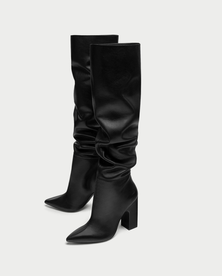 Сапоги Зара High-Heel Leather Boots