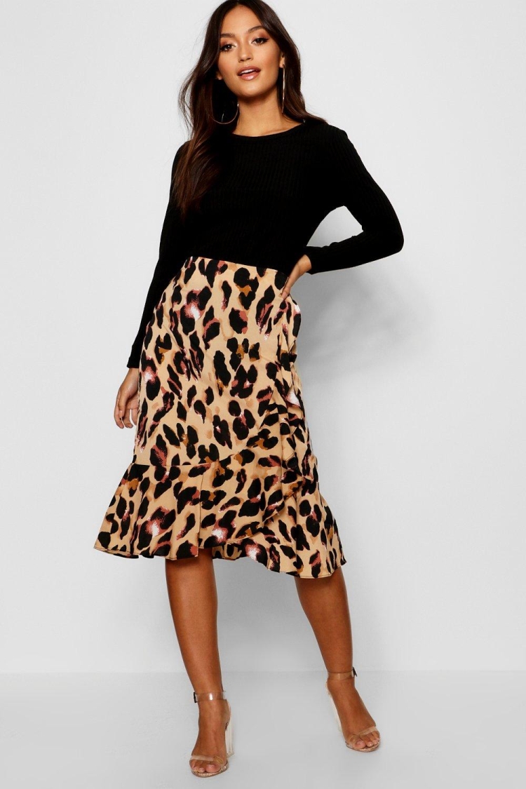 New look платье миди Print Leopard