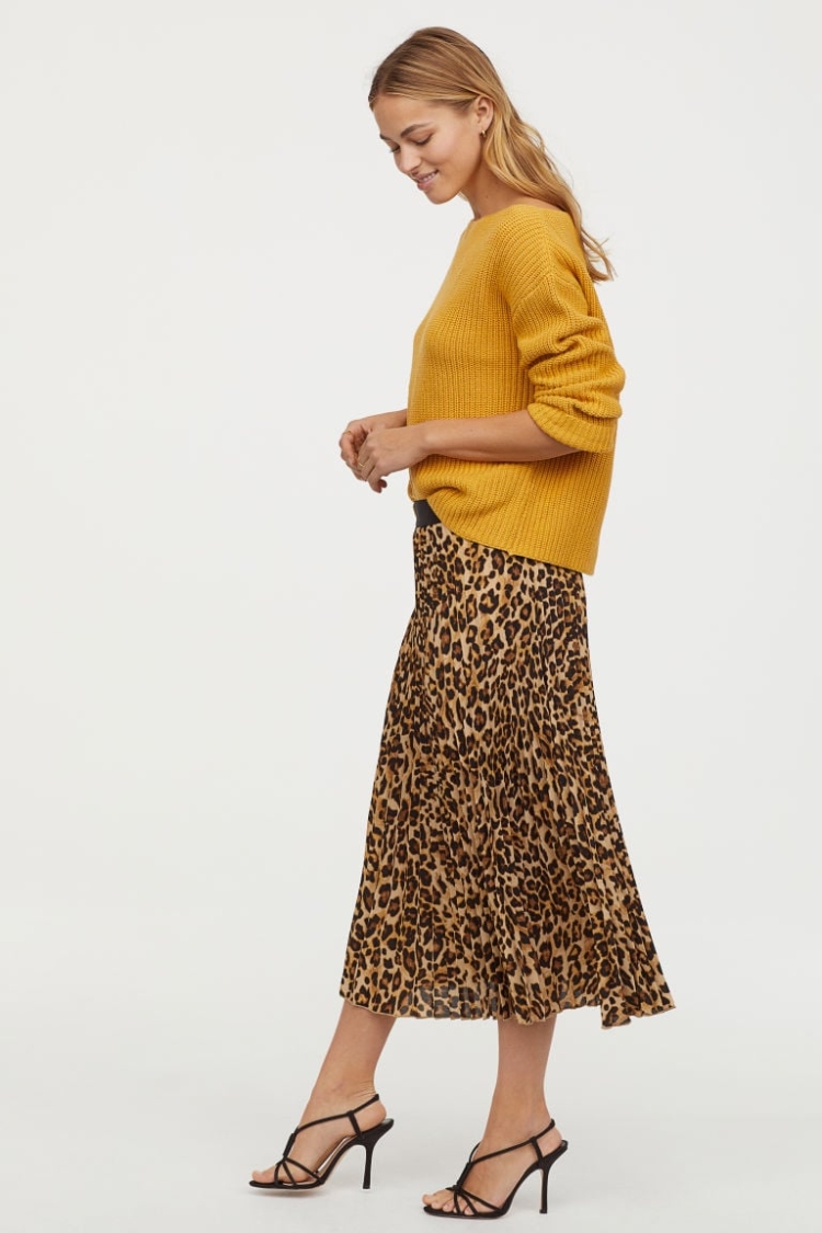 Атласная леопардовая юбка