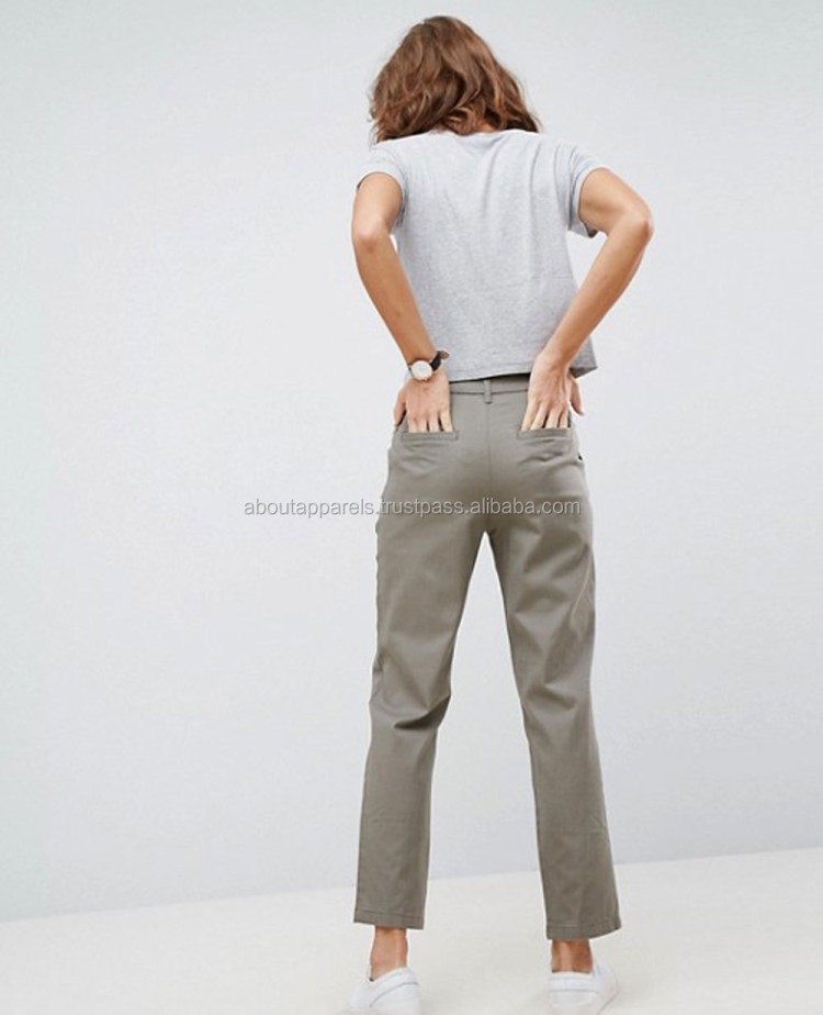 Хлопковый брюки женские прямые низким талию
