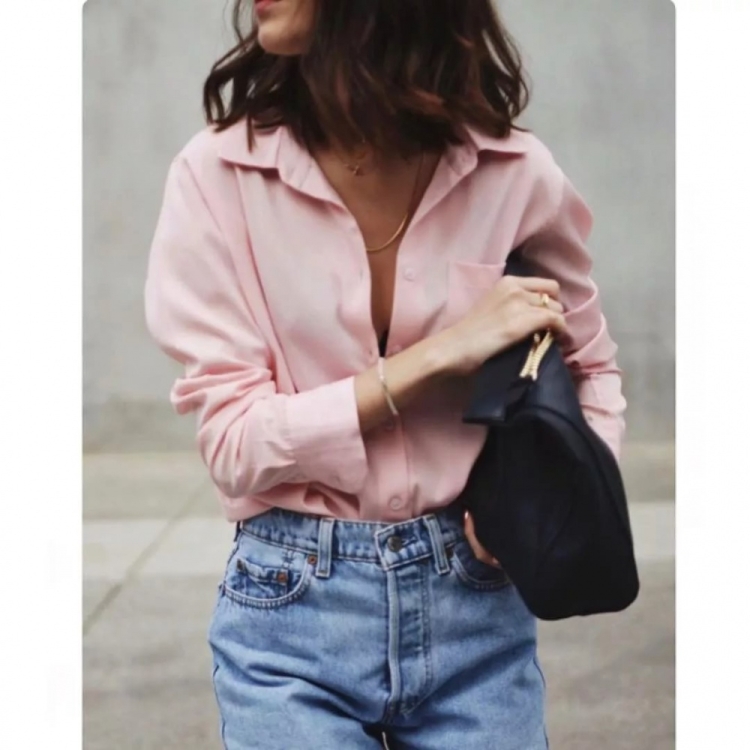 Розовая рубашка стритстайл