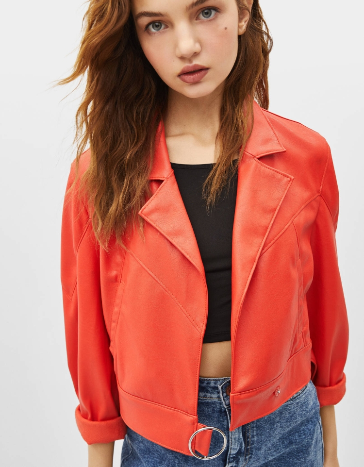 Zara Leather Puffer Jacket