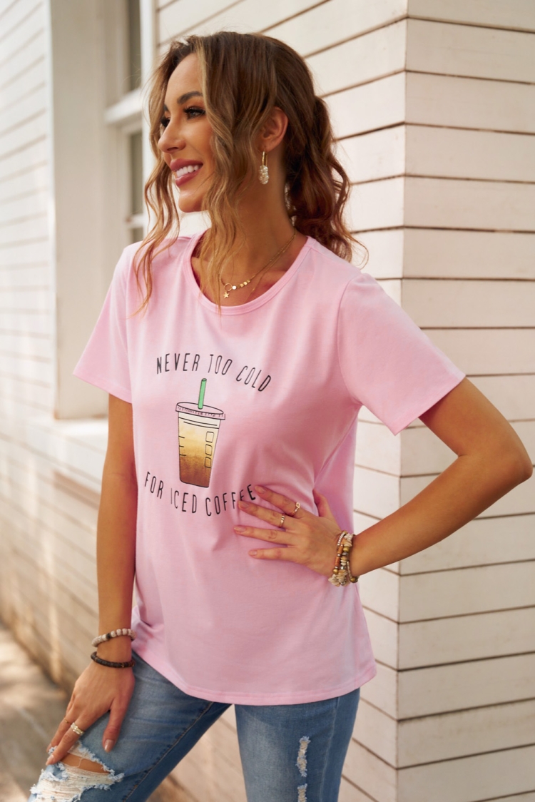 Розовая неоновая футболка женская