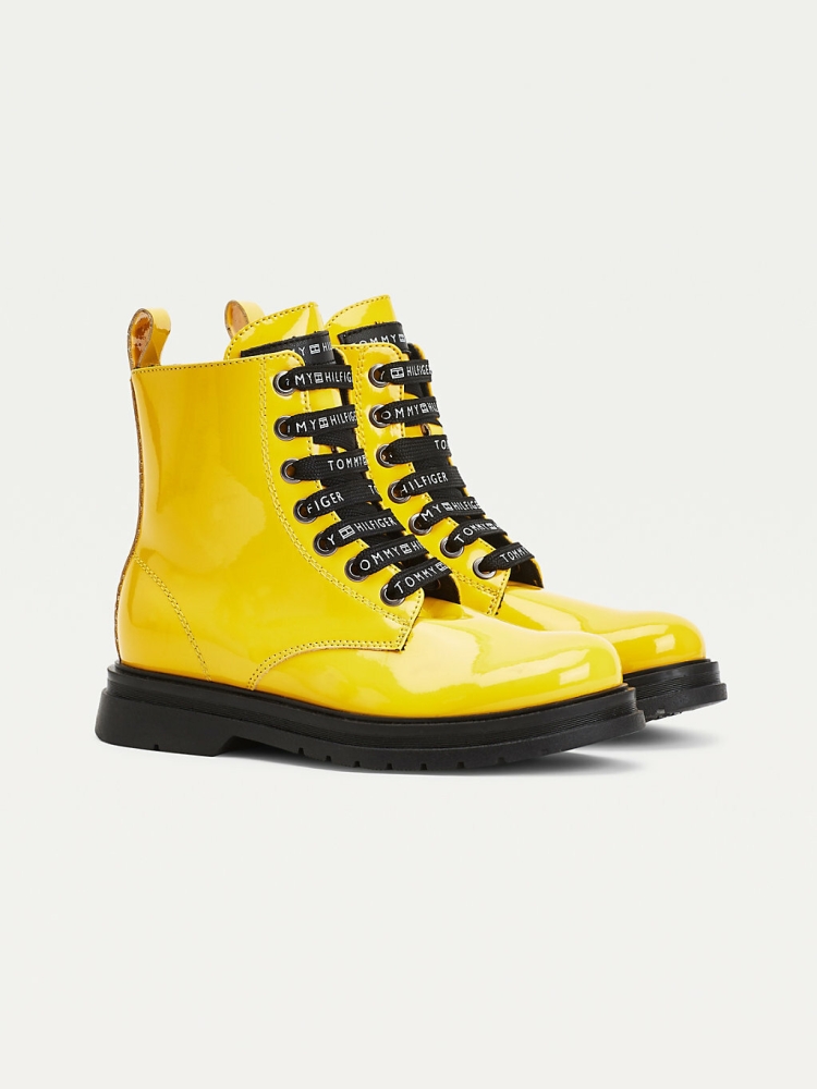 Черно желтые ботинки