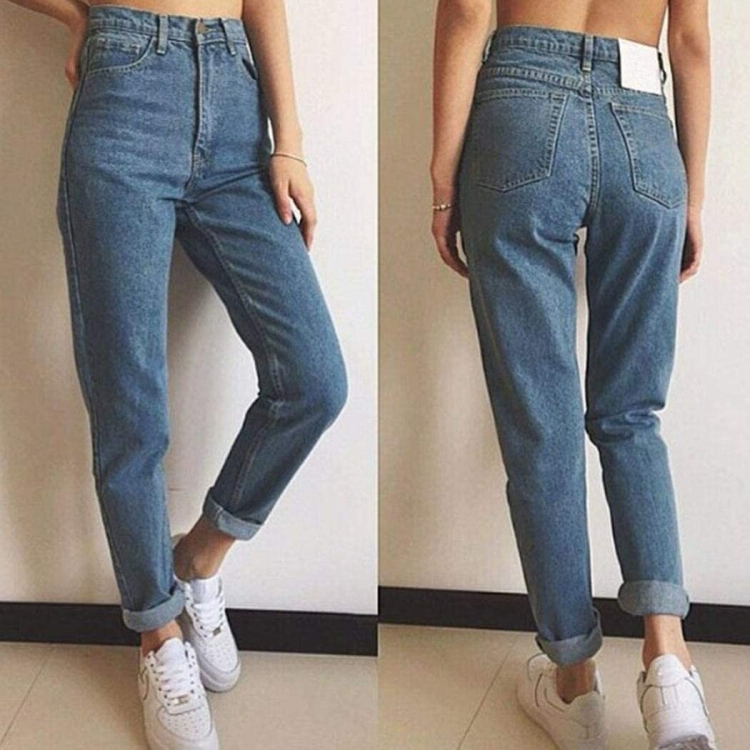 Высокие прямые джинсы