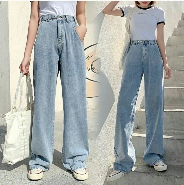 Широкие джинсы женские с высокой талией