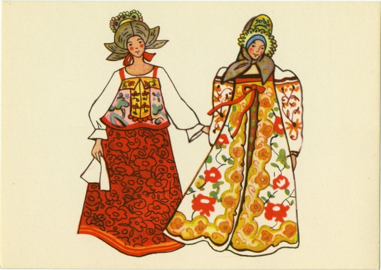 Руссскийнародный костюм раскраска