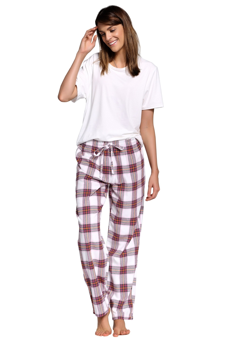 Pink Cotton broderie Pyjama Pants 123-082