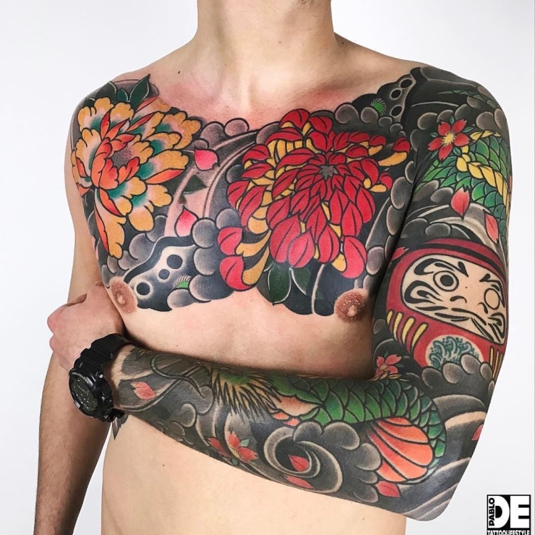 Японские тату на груди