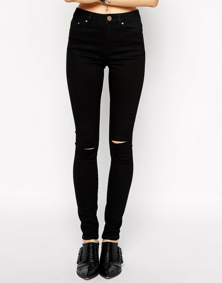 Чёрные джинсы женские приталенные