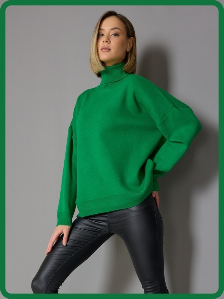 Зеленый вязаный свитер купить